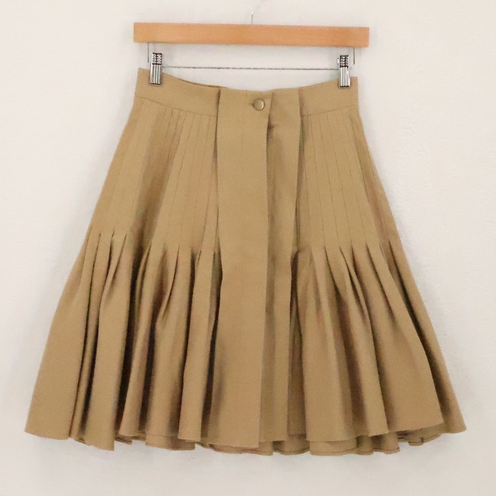 Hanley Pleated Skirt Kilt Womens Size 2 Tan Khaki Twill Academia Preppy Neutral